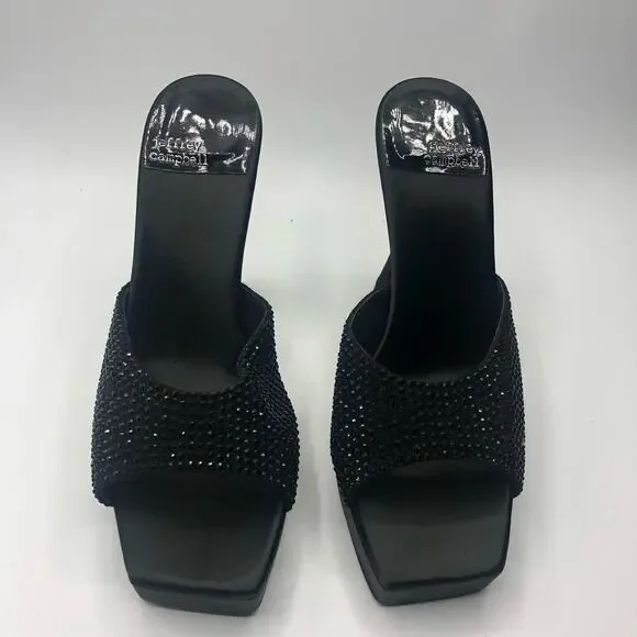Jeffrey Campbell HollywoodJ Rhinestone Platform Square Toe Mule Black US 8 - Picture 2 of 11